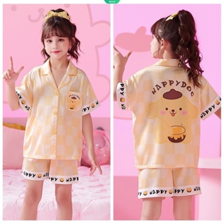 ใหม่ ชุดนอนเสื้อแขนสั้น กางเกงขาสั้น ลายการ์ตูน Sanrio PomPomPurin Cinnamoroll น่ารัก ใส่สบาย แฟชั่นฤดูร้อน สําหรับเด็กผู้หญิง 2023