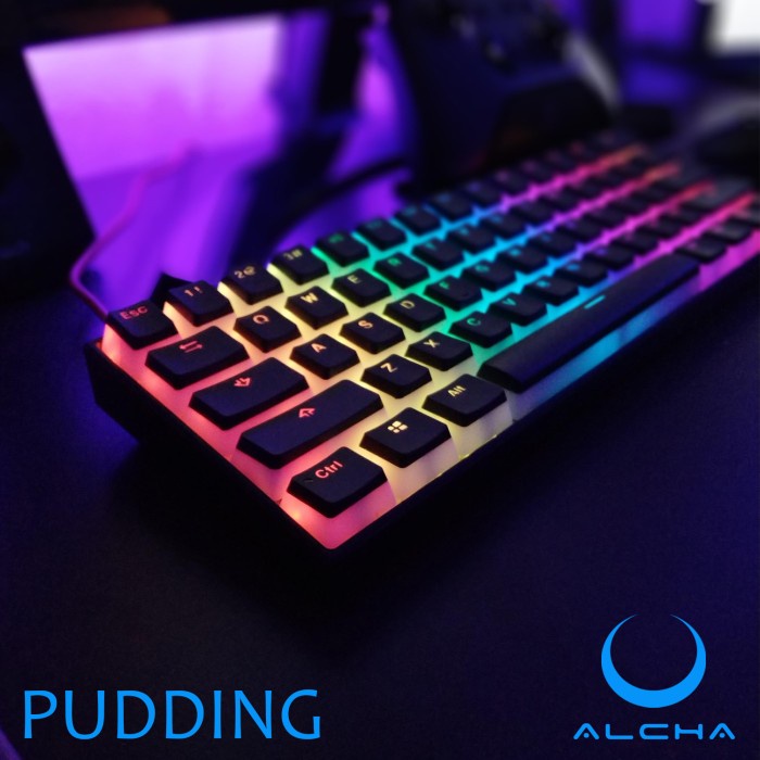 ALCHA KEYCAPS PUDDING / PUDDING BACKLIT MECHANICAL KEYBOARD สีดํา