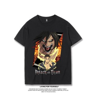 เสื้อยืดแขนสั้น พิมพ์ลายการ์ตูนอนิเมะ Attack on Titan Captain Levi Allen Street Wear Joint Merchandise ทรงหลวม สําหรับผู้ชาย และผู้หญิง