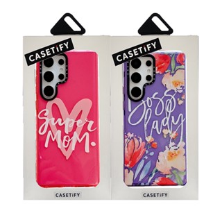 CASETIFY เคสโทรศัพท์มือถือแบบนิ่ม TPU ใส กันกระแทก แต่งกลิตเตอร์ ดอกไม้ สร้างสรรค์ สําหรับ Samsung Galaxy S23 Ultra Plus S22 Ultra