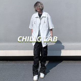 CHILLG LAB  เสื้อเชิ้ตแขนยาวห้าแฉกผู้ชาย, อินเทรนด์มาตรฐาน, ฤดูร้อนของญี่ปุ่น, เยาวชน, แฟชั่น, เทรนด์, อารมณ์, ฮาราจูกุทุกวัน