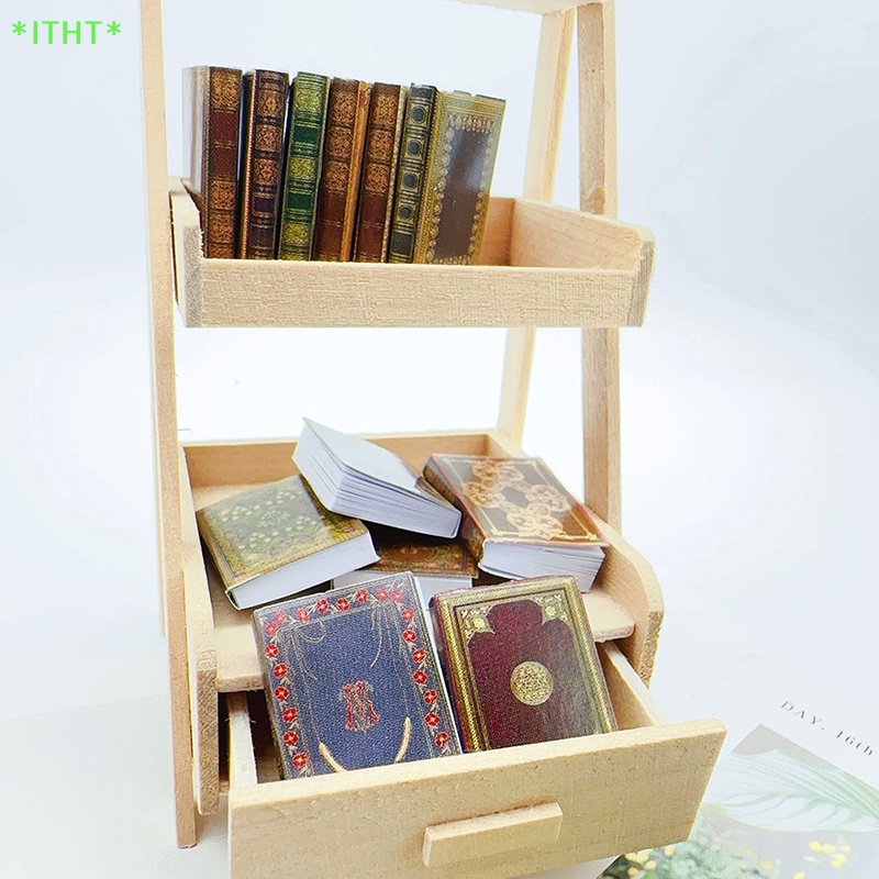 Itht> โมเดลหนังสือจิ๋ว 1:12 อุปกรณ์เสริม สําหรับตกแต่งบ้านตุ๊กตา 12 ชิ้น
