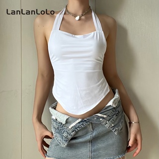 Lanlanlolo เสื้อกล้ามลําลอง เปลือยหลัง สีพื้น เซ็กซี่ สําหรับผู้หญิง 2023