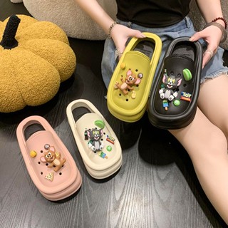 CROCS [Mr Shoes] รองเท้าแตะ EVA ลายการ์ตูน Tom cat Baotou น่ารัก เหมาะกับเดินชายหาด สําหรับผู้หญิง