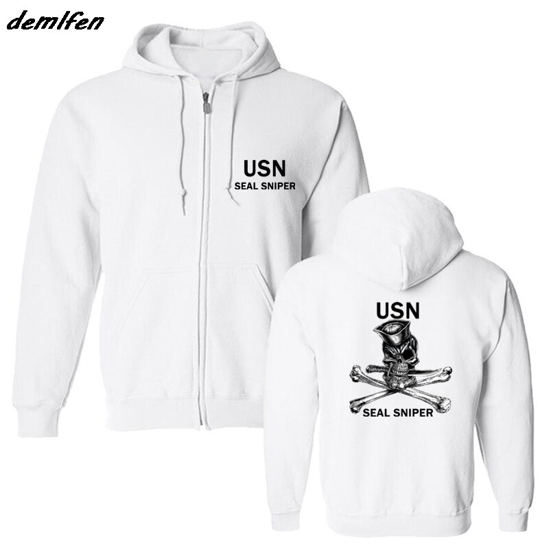 Men Hoody Sweatshirt Usn Navy Seal Sniper Scull และ Cross Bones Hoodies Hoody Jacket