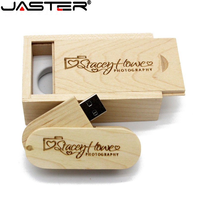 Cod! Jaster (โลโก้ลูกค้าฟรี 1 ชิ้น) แฟลชไดรฟ์ USB 2.0 64GB ไม้เมมโมรี่สติ๊ก 32GB พร้อมเคส U Disk 16GB 8GB 4GB