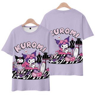 เสื้อยืดแขนสั้น พิมพ์ลายการ์ตูนอนิเมะ kuromi สไตล์ญี่ปุ่น