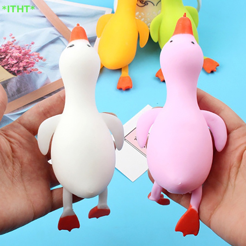 Itht> ของเล่นตุ๊กตาเป็ดเด้ง และไอออน ขนาดใหญ่ สีขาว 1 ชิ้น