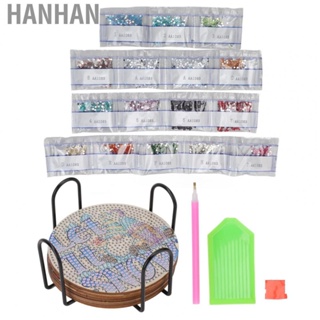 Hanhan 6Pcs DIY Rhinestone Coasters Kit With Holder   Clear Numbers Reusable