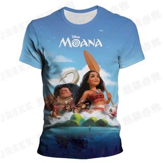 เสื้อยืดแขนสั้น พิมพ์ลายดิสนีย์ Moana 3D แฟชั่นฤดูร้อน สําหรับเด็กผู้ชาย และเด็กผู้หญิง อายุ 3-13 ปี 2021