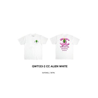 พร้อมส่ง ผ้าฝ้ายบริสุทธิ์ QWT133-2 CC ALIEN WHITE T-shirt