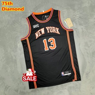 เสื้อกีฬาบาสเก็ตบอล NBA Jersey York Knicks สําหรับผู้ชาย #เสื้อกีฬาแขนสั้น ลายทีมชาติสวิงแมน 13 Evan Fournier Retro City Edition ครบรอบ 75 ปี ประดับเพชร สีดํา 857179