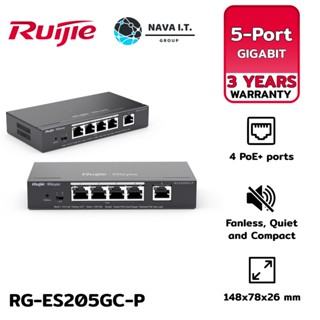 COINSคืน15%⚡FB9JMZV6⚡ RUIJIE RG-ES205GC-P 5-PORT GIGABIT MANAGED SWITCH WITH 4 POE+ PORTS รับประกัน 3 ปี