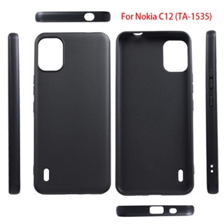 Nokia C12/C12 Plus/C12 Pro เคส สีดํา ใส นิ่ม TPU ซิลิโคน ป้องกันเต็มรูปแบบ