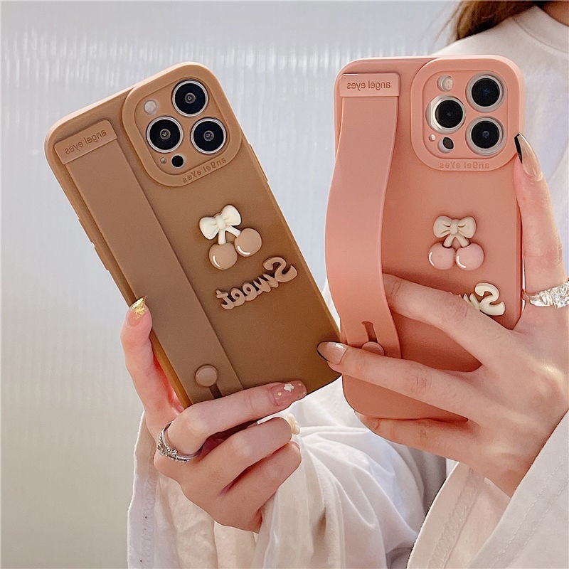 สําหรับ VIVO Y17S Y27S V29E V29 Y27 V27 V25 Y36 Y02S Y16 Y35 Y22 Y02T Y01 Y15S T1X Y21 Y33T Y31 Y53S Y20 Y12S Y50 Y30 Y12 Y15 Y17 Y19 Y72 Y52 V23 V21 เคสโทรศัพท์มือถือ ซิลิโคน ลายเชอร์รี่ สีชมพู พร้อมสายคล้องมือ สําหรับ