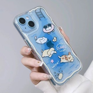 เคสโทรศัพท์มือถือแบบนิ่ม ใส กันกระแทก ลายลูกสุนัขว่ายน้ํา สําหรับ iPhone 13 11 xr xsmax QYJS 14promax 12 8p 11pro 14plus xsmax 7 8 12promax