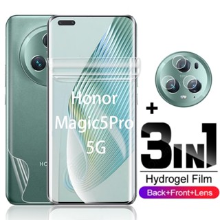 3in1 ฟิล์มไฮโดรเจลกันรอยหน้าจอ เลนส์กล้อง ด้านหลัง สําหรับ Honor Magic5Pro 5G Magic5 5Pro Magic 5 Pro