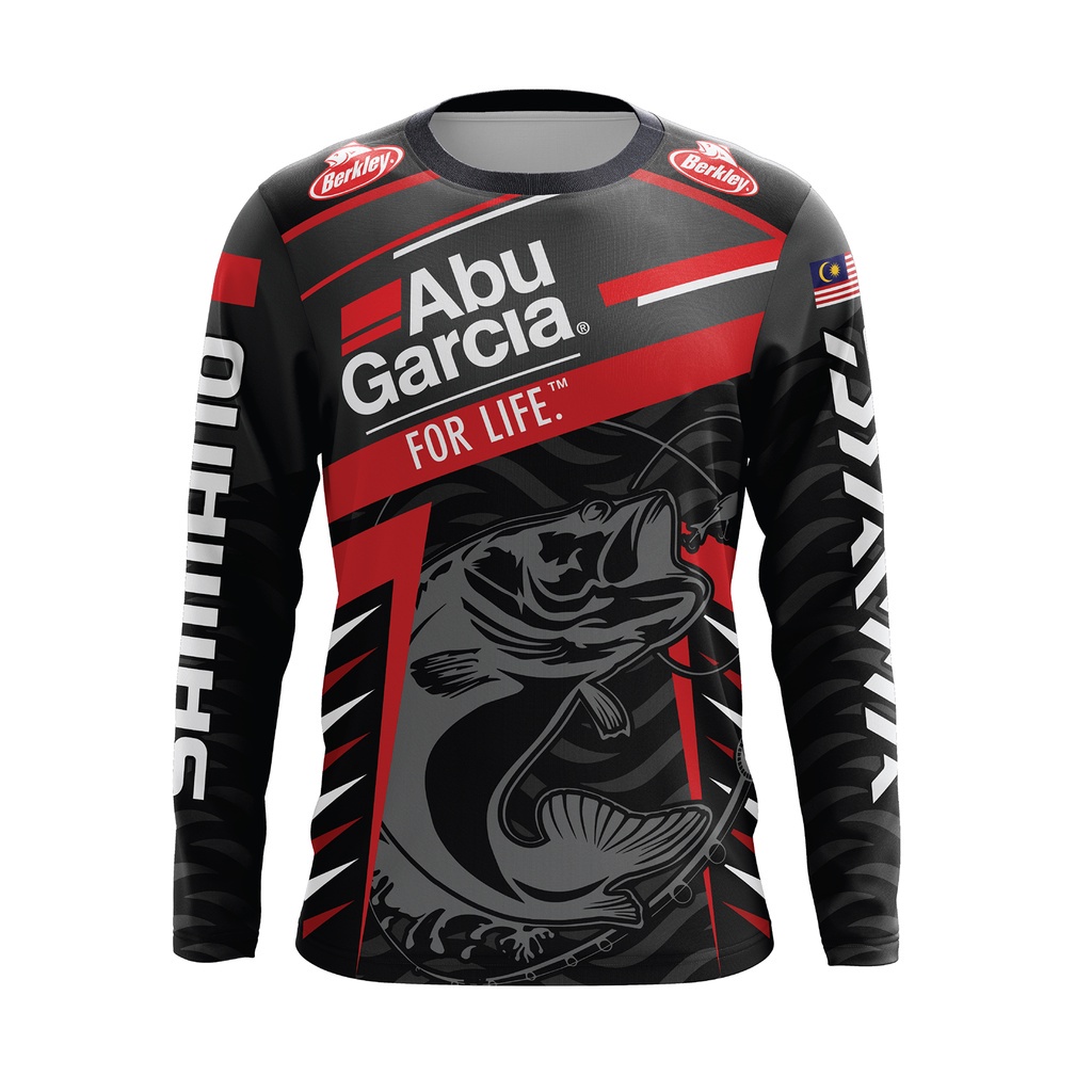 เสื้อกีฬาแขนสั้น ผ้าไมโครไฟเบอร์ ลาย Baju Pancing Hitam Abu Garcia สําหรับตกปลา