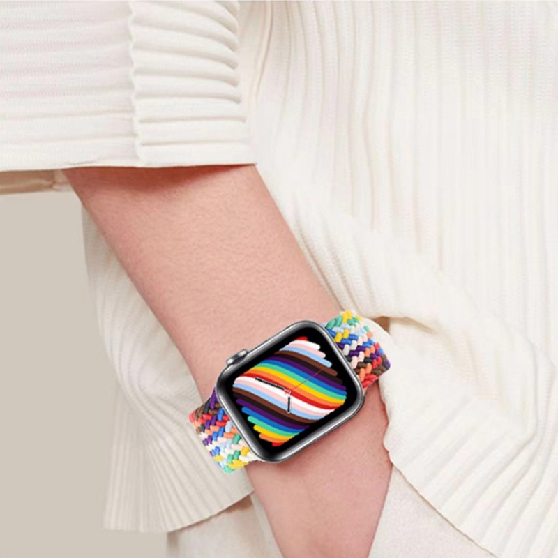 สายนาฬิกาข้อมือไนล่อนถัก ปรับได้ สําหรับ Applewatch iWatch 7 6 5 4 38 40 41 42 44 มม. S8 Ultra