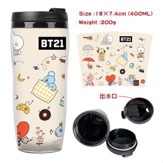 Bt21 MANG CHIMMY KOYA COOKY ขวดน้ําสองชั้น ลายการ์ตูนน่ารัก ความจุขนาดใหญ่ สําหรับนักเรียน กลางแจ้ง