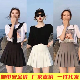 [New in stock] pleated skirt Womens Spring and Autumn New skirt A- Line skirt high waist slimming black and white anti-exposure skirt summer quality assurance CJJW