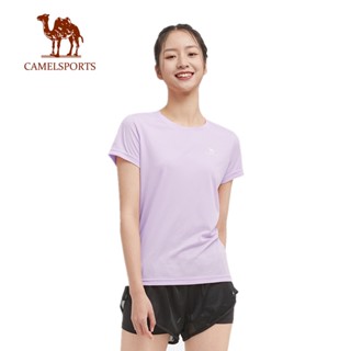 CAMEL SPORTS เสื้อยืดกีฬา ผู้หญิง ยิม โยคะ เสื้อออกกําลังกาย ยืดหยุ่น แขนสั้น เสื้อยืด แห้งเร็ว กลางแจ้ง