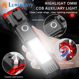 Lumiparty ไฟฉาย ชาร์จ Usb พร้อมค้อนมีดพาวเวอร์แบงค์ Cob Led สําหรับตั้งแคมป์กลางแจ้ง