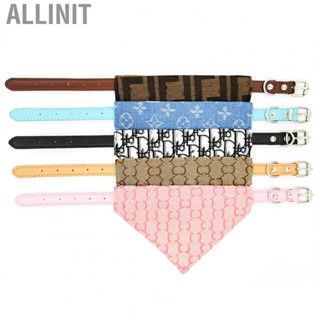 Allinit Dog Triangle Collar Scarf  Adjustable Breathable Fashionable Comfortable Print Design Polyester with PU Leather Strap for All Seasons