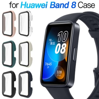 กระจก + เคส สําหรับ Huawei band 8 อุปกรณ์เสริม PC ฝาครอบป้องกันกันชน รอบด้าน + ตัวป้องกันหน้าจอ สําหรับ Huawei band8 อุปกรณ์เสริม