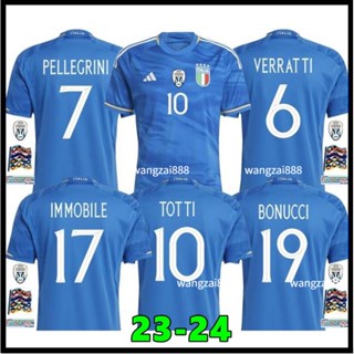 เสื้อกีฬาแขนสั้น ลายทีมชาติฟุตบอล ITALY 23-24 Italian BONUCCI INSIGNE VERRATTI Totti PIRLO ชุดเหย้า AAA