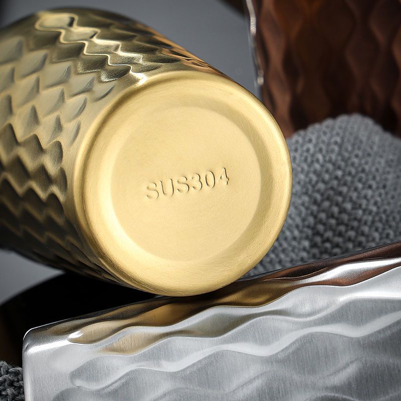 แก้วน้ําสเตนเลส 304 สองชั้น กันกระแทก สีทอง สไตล์เกาหลี สําหรับร้านอาหาร บาร์ เบียร์ - รูปที่ 3