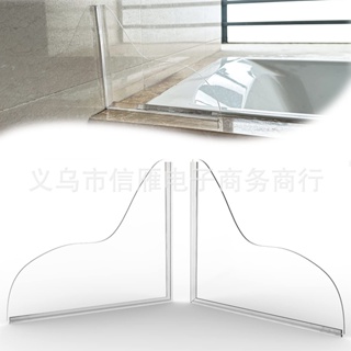 2pcs Practical Transparent Kitchen Wash Basin With Adhesive Clear Acrylic For Bathtub Corner Shower Splash Guard