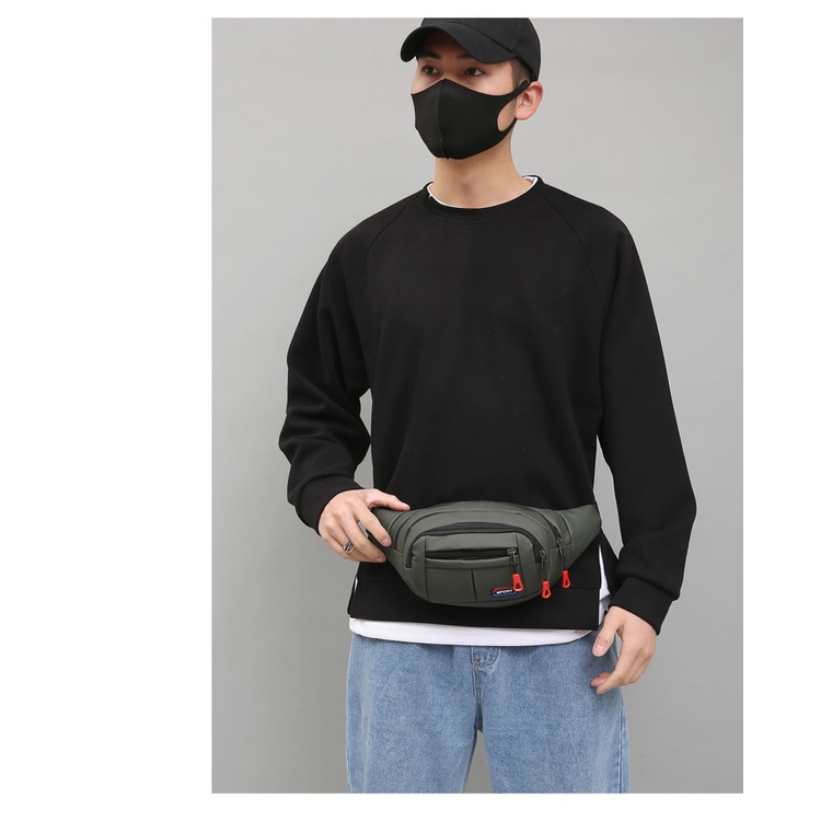 (W246)กระเป๋าคาดเอว แนวสตรีท มี4ช่องแต่งลูกเล่นซิปเท่ vgetbag