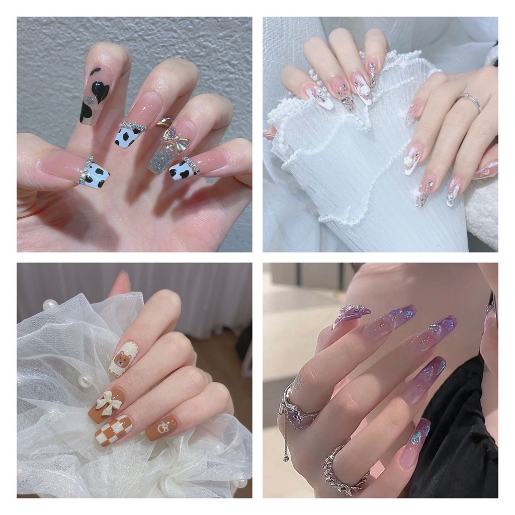 [มาใหม่] เล็บปลอม พร้อมกาว 24 ชิ้น