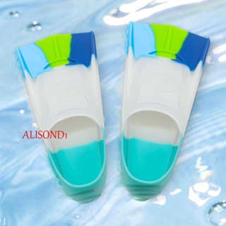 Alisond1 ตีนกบว่ายน้ํา ซิลิโคน สีสันสดใส สําหรับเด็ก ตีนกบ สําหรับว่ายน้ํา ดําน้ํา