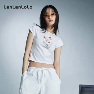 Super SPECIAL LanLanLoLo เสื้อยืดลําลอง แขนสั้น คอกลม พิมพ์ลาย แฟชั่นสําหรับสตรี 2023