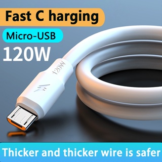 สายชาร์จโทรศัพท์มือถือ 120W 6A Android Micro USB แบบหนาพิเศษ ชาร์จเร็ว สําหรับ Xiaomi Samsung Android Phones