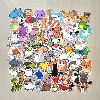 สติ๊กเกอร์ รวมรูปสัตว์ (100ชิ้น) สัตว์บก สัตว์น้ำ สัตว์เลี้ยง สัตว์ปีก แมลง นก ช้าง แกะ แมว ปลา หมา เพนกวิน Animal st...