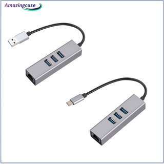 Amaz อะแดปเตอร์การ์ดเครือข่ายอีเธอร์เน็ต Usb 3.0 เป็นอีเธอร์เน็ต Type-c เป็น Rj45 Gigabit 3 พอร์ต Usb 3.0 สําหรับแล็ปท็อป