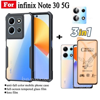 3in1 เคสโทรศัพท์ กันกระแทก สําหรับ infinix Note 30 5G 4G Note30 Pro ฟิล์มฝ้าเซรามิค + ฟิล์มเลนส์กล้อง