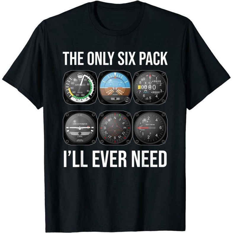 เสื้อยืดผู้ชาย IL Ever Need Pilot Aviator Airplane แพ็ค 6 ตัว ไซซ์ M-5XL