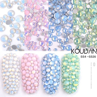 Koudan สติกเกอร์คริสตัล พลอยเทียม หลังแบน สีชมพู สีฟ้า สีขาว สําหรับตกแต่งเล็บ SS4-SS12 450 ชิ้น