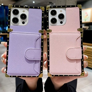 เคสโทรศัพท์มือถือหนัง ทรงสี่เหลี่ยม พร้อมช่องใส่บัตร สําหรับ Samsung Galaxy A24 A34 A04 M13 A54 A14 S23 Ultra S23 Plus A04E A03 Core S23