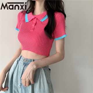 Manxi เสื้อเชิ้ตผู้หญิง เสื้อแฟชั่นผู้หญิง สะดวกสบาย  มีความรู้สึกของการออกแบบ	A29J1NR