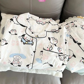 Sanrio Pochacc ชุดนอนแขนสั้น ลายการ์ตูน Hello Kitty Cinnamoroll แฟชั่นฤดูร้อน สําหรับของขวัญวันเกิด