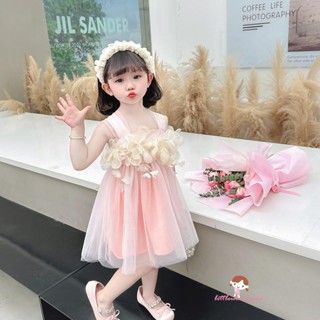 Innocence- ชุดเดรสเจ้าหญิง แขนกุด ลายดอกไม้ 3D สีตัดกัน สําหรับเด็กผู้หญิง