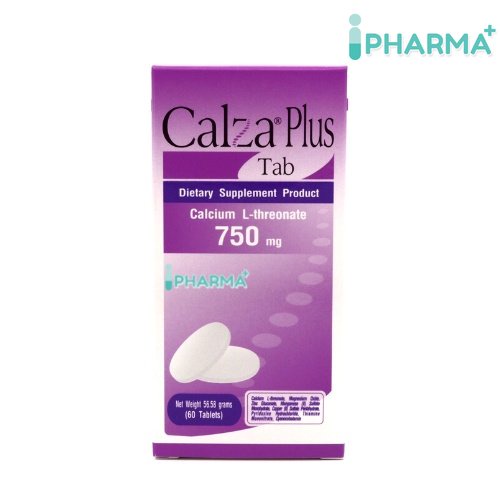 [ หมดอายุ 04/2025 ] CalZa-Plus Tab แคลซ่า-พลัส แคลเซียม แอล-ทรีโอเนต 750 mg. + แร่ธาตุ แบบเม็ด 60 เม็ด [iPha]