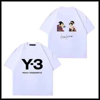 Yohji Yamamoto Y3 เสื้อยืดแขนสั้น พิมพ์ลายกิโมโน เกอิชา ทรงหลวม สไตล์ญี่ปุ่น สตรีท แฟชั่นสําหรับผู้ชาย และผู้หญิง