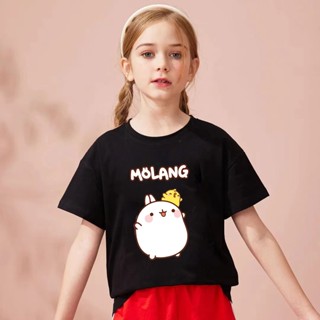 เสื้อยืดแขนสั้น พิมพ์ลายการ์ตูน Molang น่ารัก เหมาะกับของขวัญ สําหรับเด็กผู้ชาย และเด็กผู้หญิง