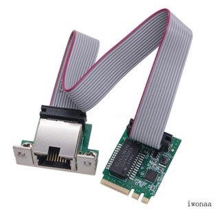 Iwo M 2 A+E Key Single RJ45 อะแดปเตอร์การ์ดพอร์ต พร้อมสายเคเบิ้ล Mini PCI-Express LAN Card